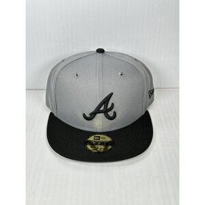 New Era Atlanta Braves Two-Tone 59FIFTY MLB Fitted Hat Gray/Black Size 7 3/8 NEW
